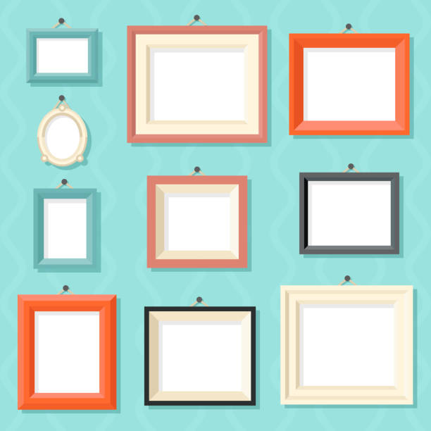 Vintage Cartoon Photo Picture Painting Drawing Frame Template Icon Set Vintage Cartoon Photo Picture Painting Drawing Frame Template Icon Set Stylish Wall Background Retro Design Vector Illustration gallery picture frames wall set pictures stock illustrations