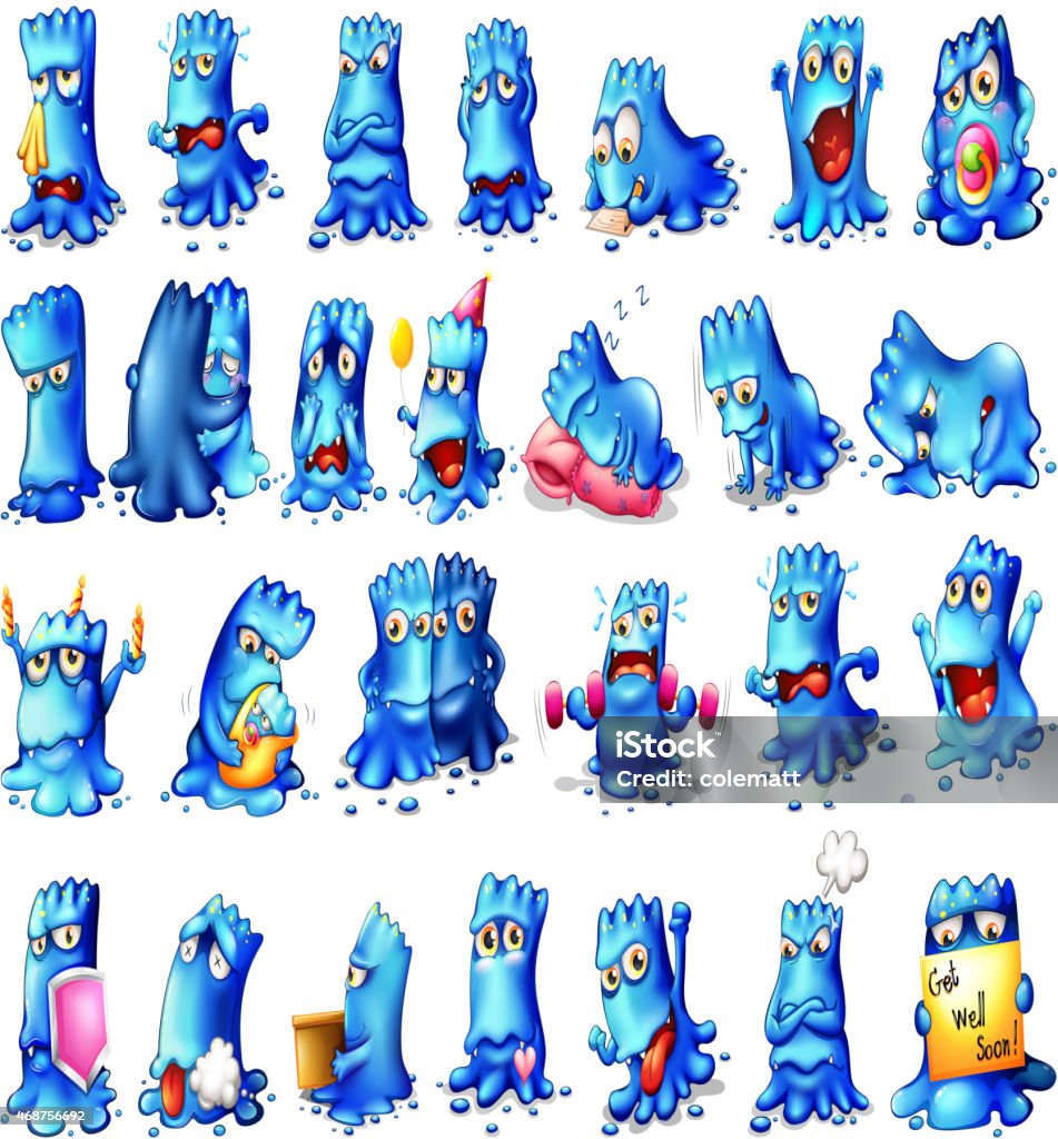 Monsters Monsters in different actions and expressing feeling 2015 stock vector