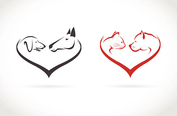 istock Vector image of animal on heart shape on white background, horse-dog-cat 468762046