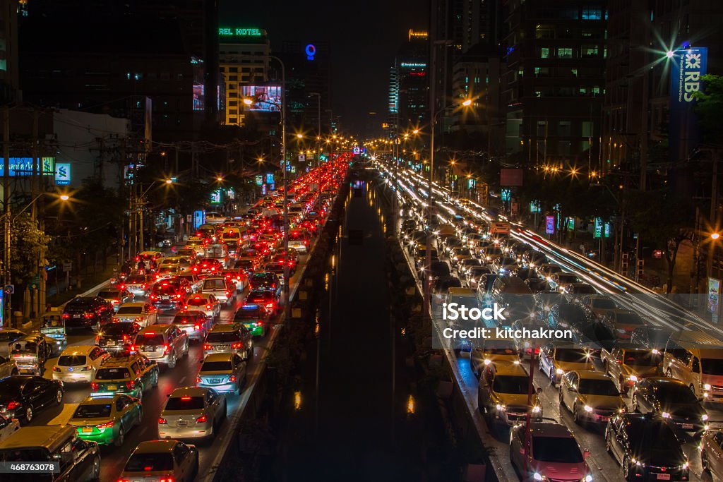 Photograph of a big city traffic jam Bangkok with traffic jam Traffic Jam Stock Photo