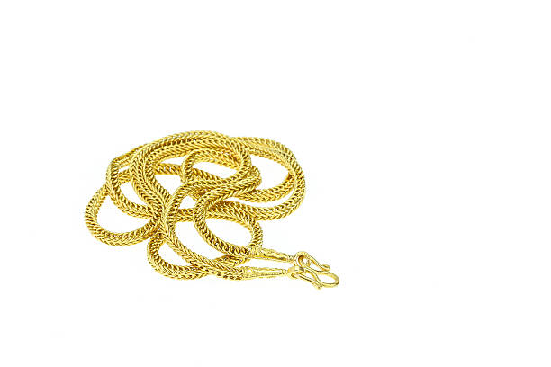 istock Gold necklace isolated on white 468770672