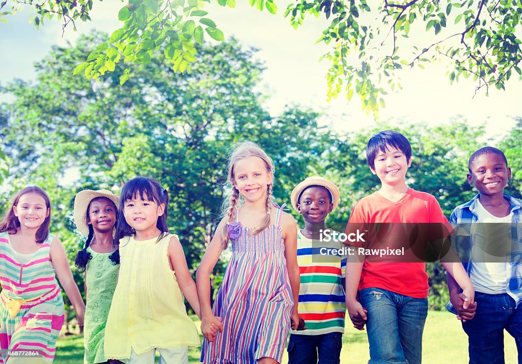 Diverse Children Friendship Playing Outdoors Concept 2015 Stock Photo
