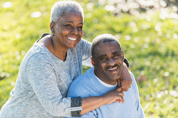 istock Affectionate African American couple outdoors 468773292