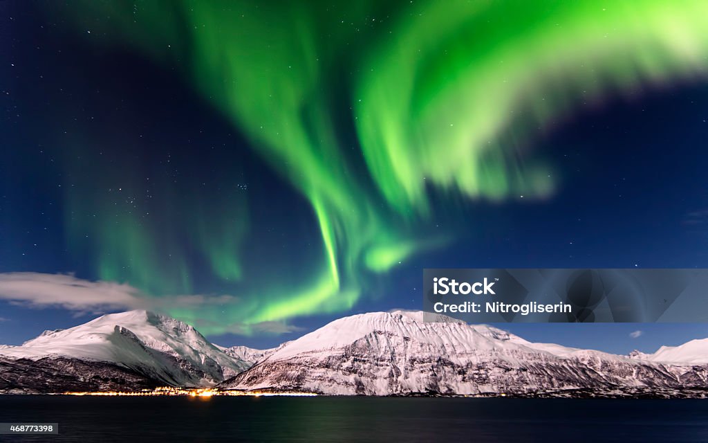 Northern Lights Northern Lights in Lyngen, Northern Norway Aurora Borealis Stock Photo