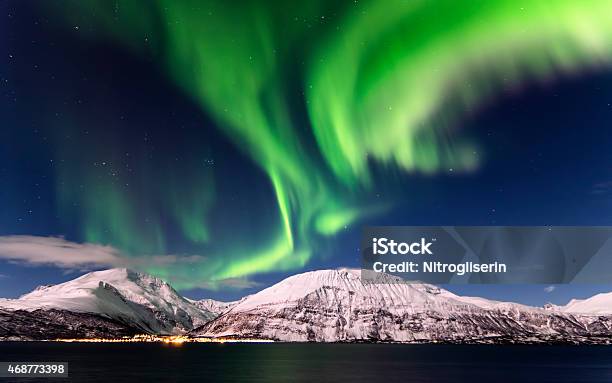 Northern Lights Stock Photo - Download Image Now - Aurora Borealis, Tromso, Fjord
