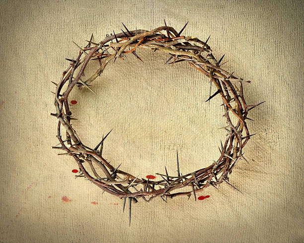 istock Crown of Thorns over Vintage Cloth 468774224
