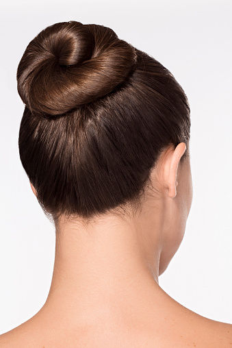 Hair Bun Natural Beauty Portrait Young Attractive Women Hair Back Stock  Photo - Download Image Now - iStock