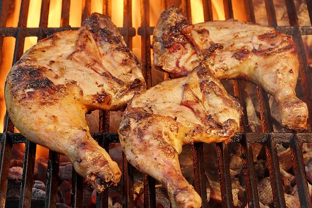 istock Marinated Chicken Legs Fried On The Hot Flaming BBQ Grill 468790036