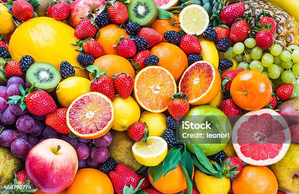 Fresh Mixed Fruits Stock Photo - Download Image Now - Fruit, Vegetable, Multi Colored