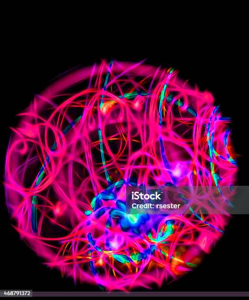 Round Thing Made Of Colored Light Stock Photo - Download Image Now - 2015, Abstract, Blue