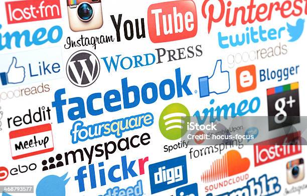 Social Media Services Logos Stock Photo - Download Image Now - Logo, Social Media, Big Tech