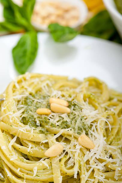 istock Italian traditional basil pesto pasta ingredients 468794622