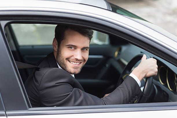 istock Happy businessman in the drivers seat 468796786
