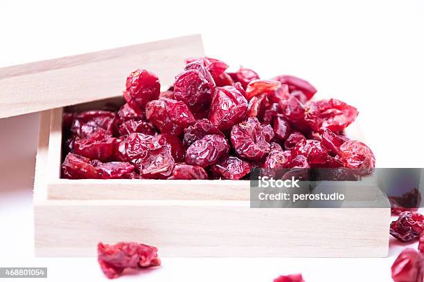 Dried Cranberries In A Wooden Box Stock Photo - Download Image Now - 2015, Antioxidant, Bowl