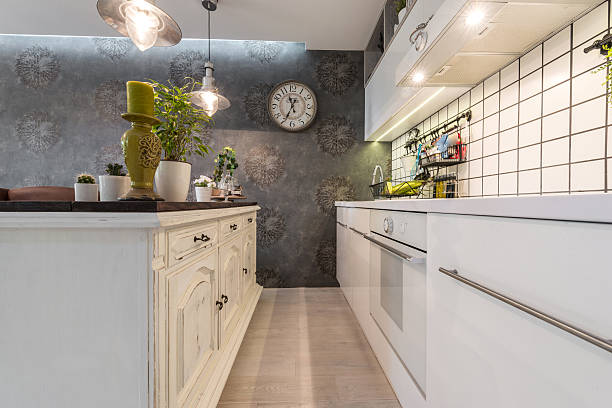 istock Interior of luxury kitchen in light tones 468802242