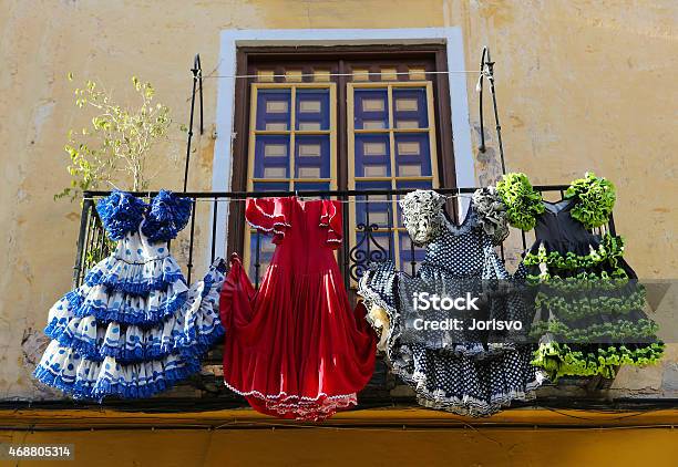 Traditional Flamenco Dresses At A House In Malaga Andalusia Sp Stock Photo - Download Image Now