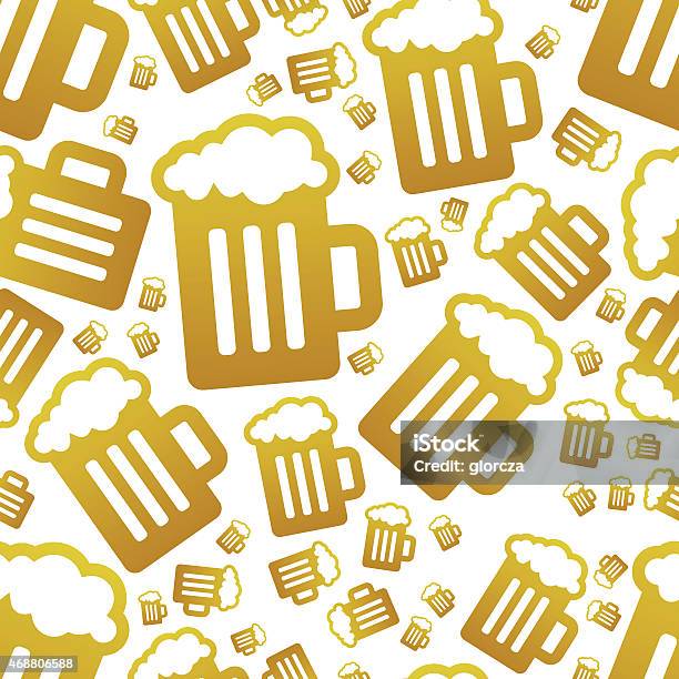 Beer Seamless Pattern Stock Illustration - Download Image Now - 2015, Alcohol - Drink, Backgrounds