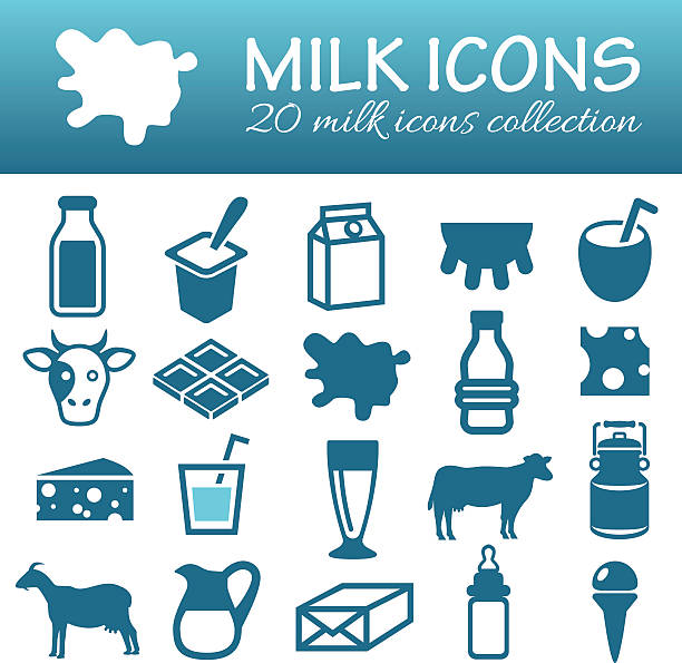 milk icons milk icons milking unit stock illustrations