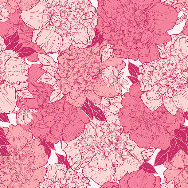 원활한 배경 peonies - baroque style seamless single flower decoration stock illustrations