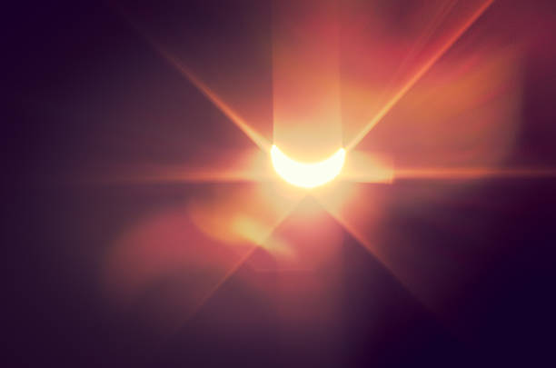 Solar eclipse with naïve light effect stock photo