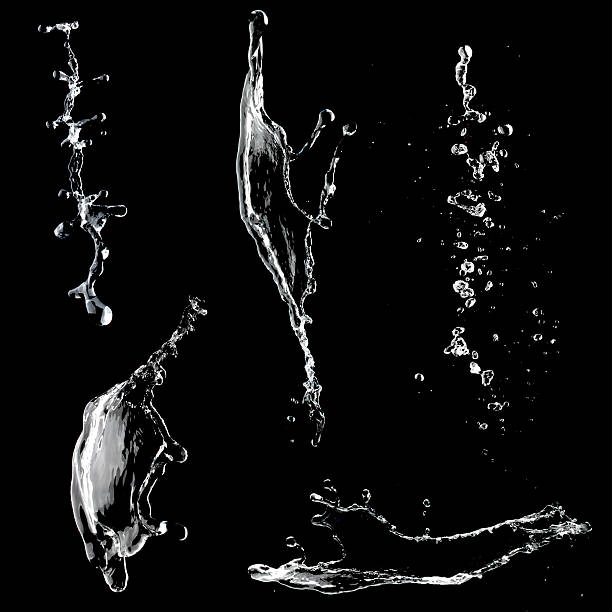 collezione di schizzi d'acqua - black drop water waterdrop foto e immagini stock