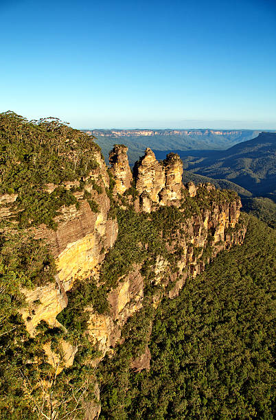 istock Three Sisters rock formation and view across Jamison Valley, Australia 468808362