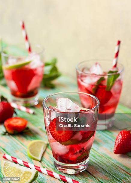 Strawberry Drink Stock Photo - Download Image Now - 2015, Cider, Close-up