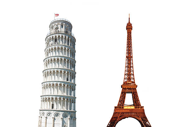 istock Leaning Tower of Pisa and The Eiffel Tower Isolated 468814146