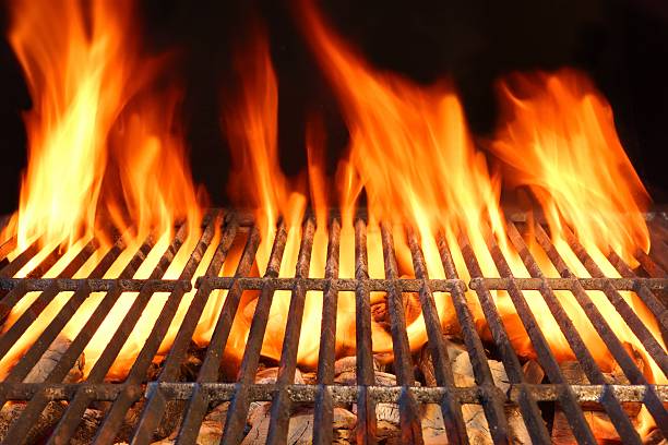 istock Flame Fire Empty Hot Barbecue Charcoal Grill With Glowing Coals 468816718