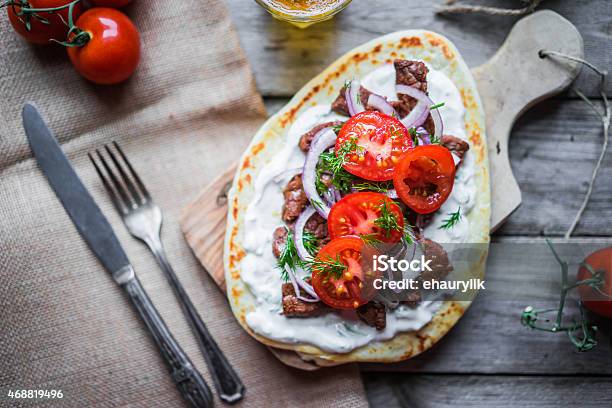 Steak Sandwich With Vegetables Stock Photo - Download Image Now - 2015, Baked, Beef