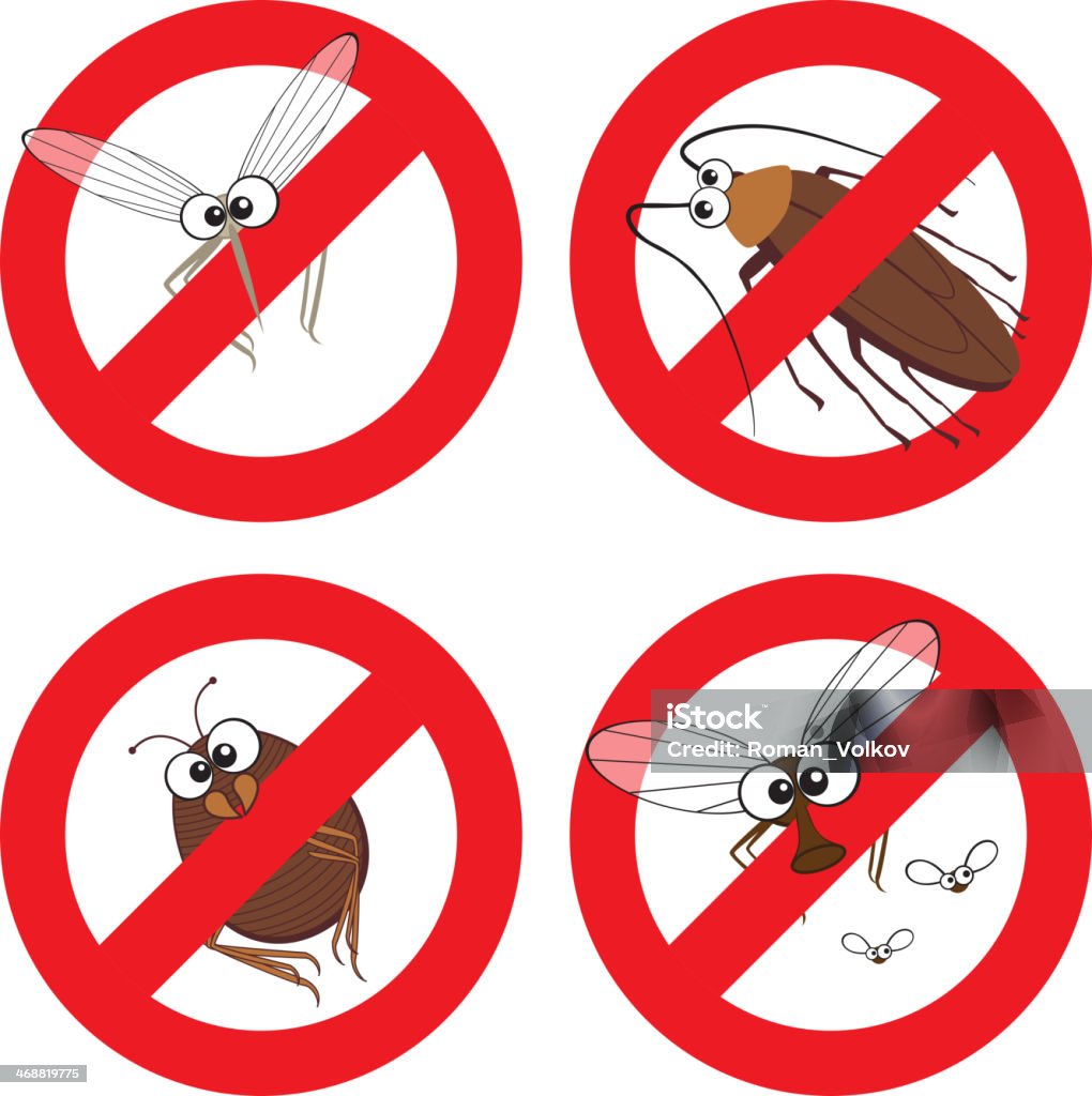 Pest in Stop-Schild - Lizenzfrei Stubenfliege Vektorgrafik