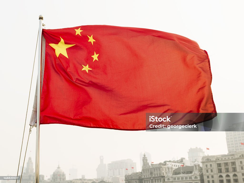 China-Flagge in Shanghai - Lizenzfrei Asien Stock-Foto