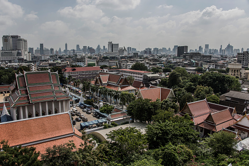 Bangkok city panorma viewed from Wat Saket