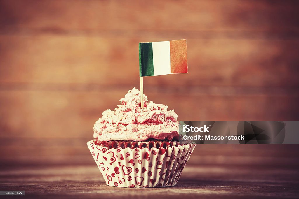 Cake with flag. Cake with Italian flag. Photo in vintage color style Baked Stock Photo