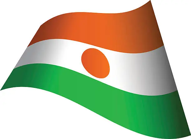 Vector illustration of Waving flag of Niger