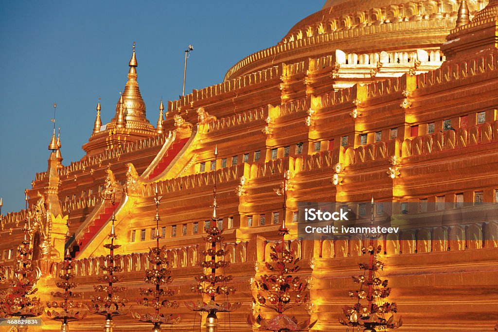 Shwezigon Pagoda, Bagan Shwezigon Pagoda is one of the biggest religious places in Bagan Asia Stock Photo