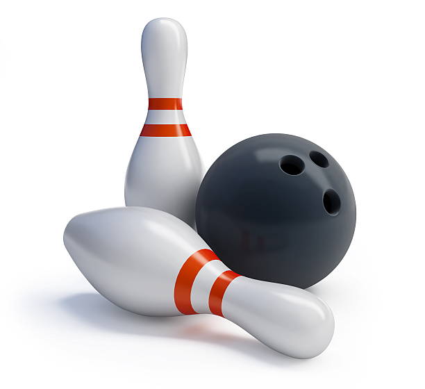 istock Skittles and bowling ball on a white background 468831343