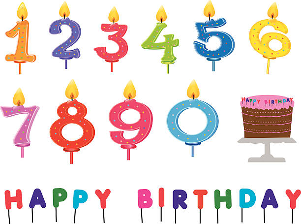 birthday party kit with candles and cake EPS 10 and JPEG number 2 illustrations stock illustrations