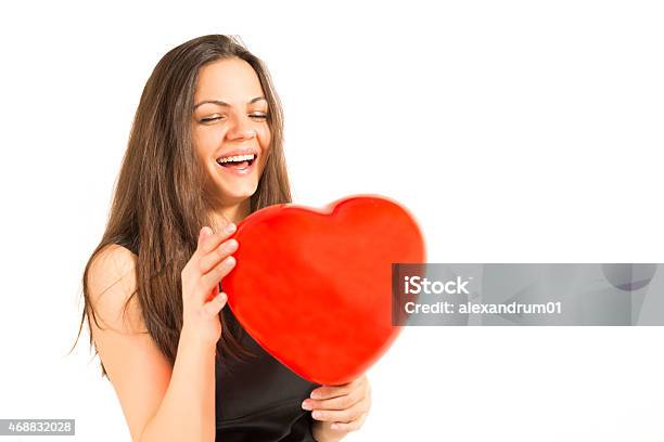 Woman Holding Red Heart Balloon Stock Photo - Download Image Now - 2015, Adult, Adults Only