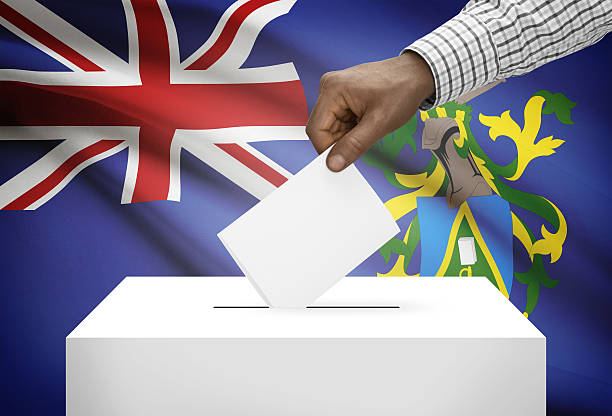 istock Ballot box with flag on background. Pitcairn Group of Islands 468832920