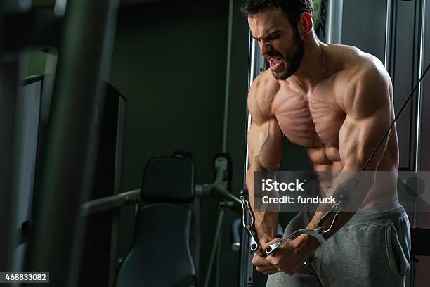 Body Building In Progress Stock Photo - Download Image Now - Dumbbell, Flexing Muscles, Men