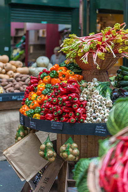 istock Colourful market stall of fresh fruit and vegetables 468833744