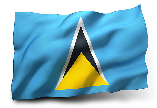 Waving flag of Saint Lucia isolated on white background