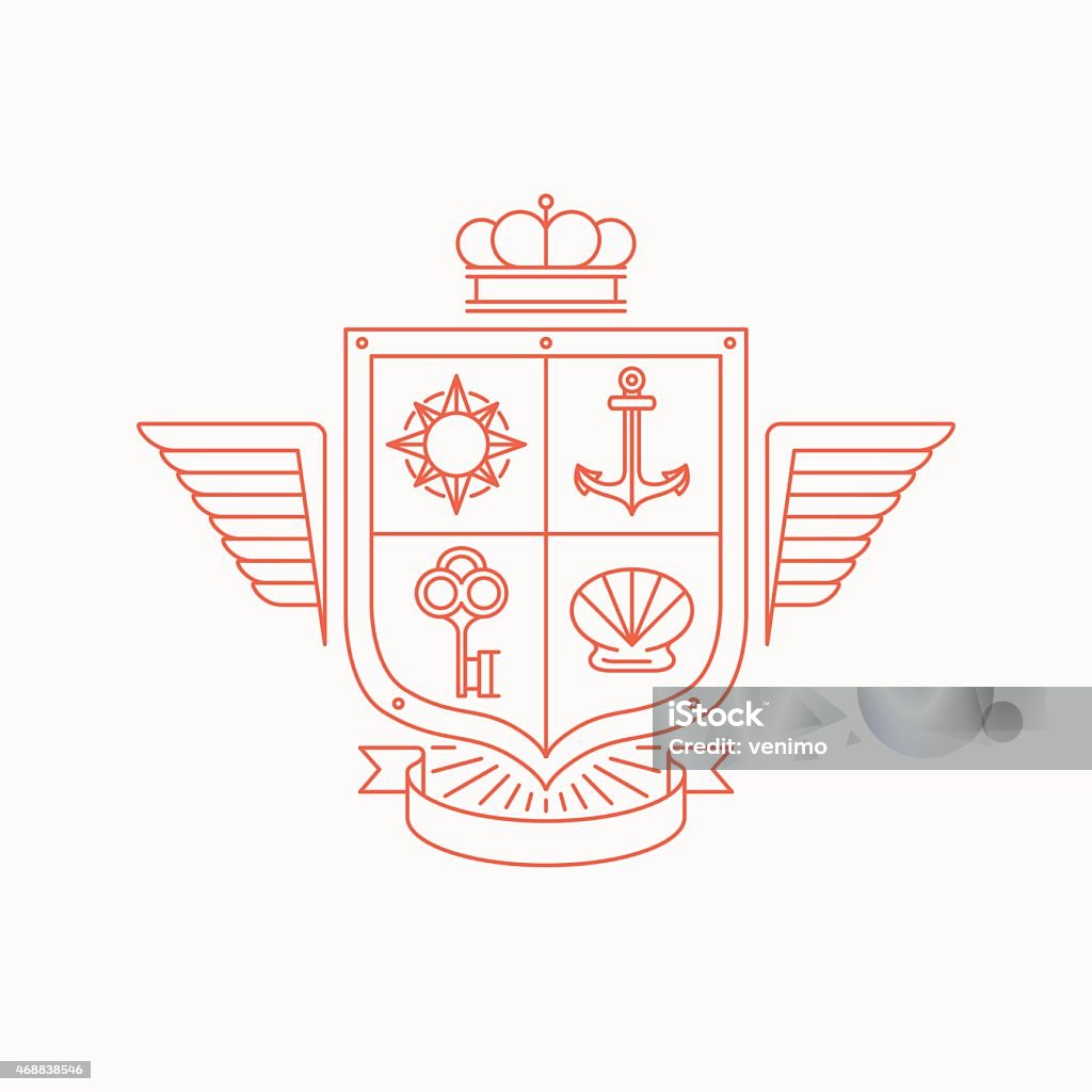 Vector linear heraldry symbols Vector linear heraldry symbols and design elements - coat of arms in mono line style 2015 stock vector