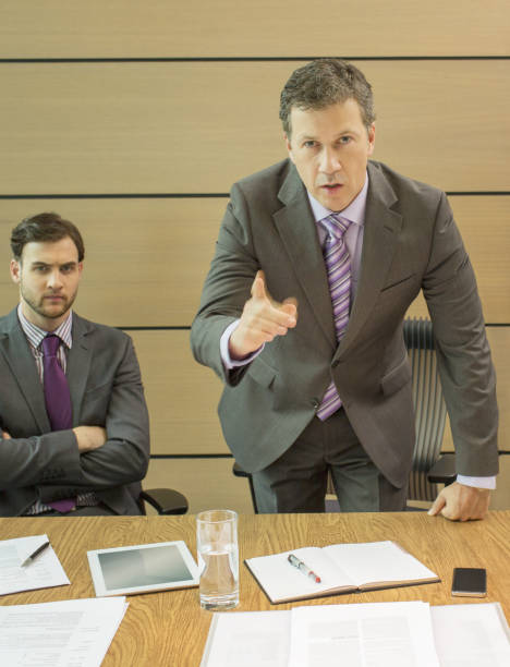 istock Businessman shaking his finger in meeting 468839221