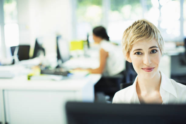 istock Businesswoman working at desk in office 468840997
