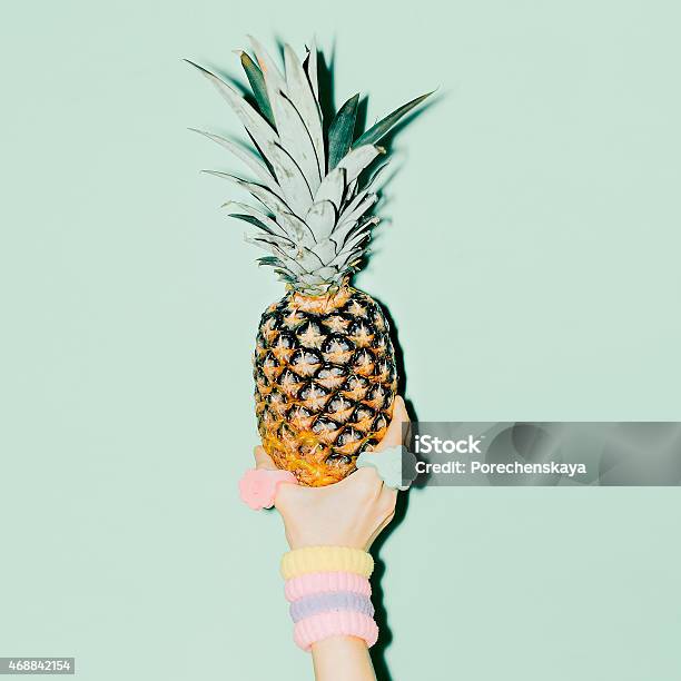 Fashion Photo Hand Holding Pineapple Vanilla Style Stock Photo - Download Image Now