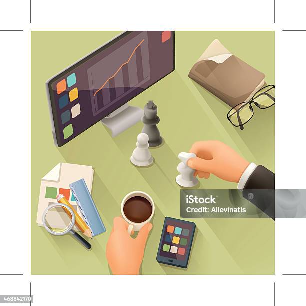 Workplace Vector Background Flat Design Stock Illustration - Download Image Now - 2015, Activity, Book