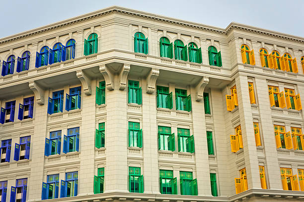istock Building with colorful shutters in Singapore. 468842686
