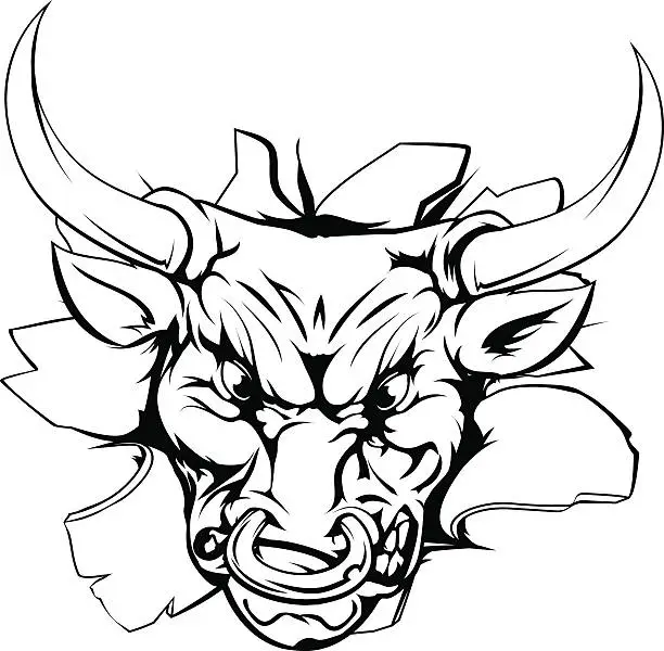 Vector illustration of Bull breakthrough